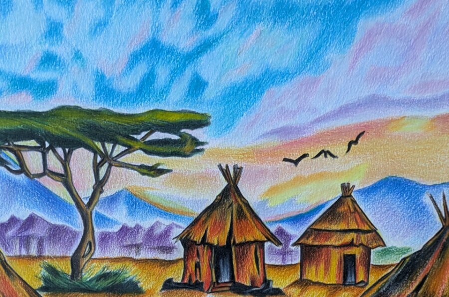 African Village Life - detail view