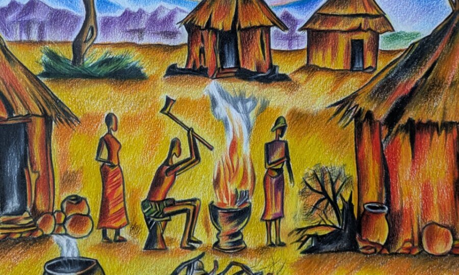 African Village Life - detail view